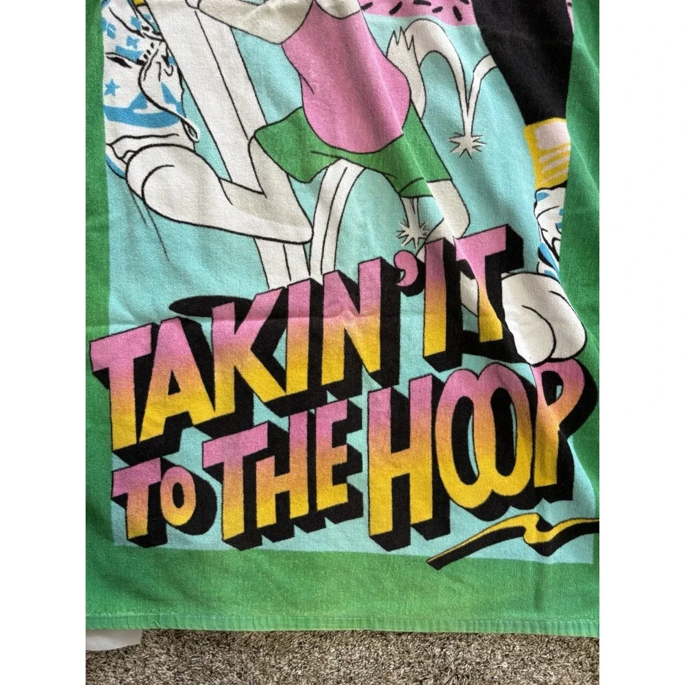 Vtg Looney Tunes Bugs Bunny Beach Towel Takin'‎ It To The Hoop Basketball